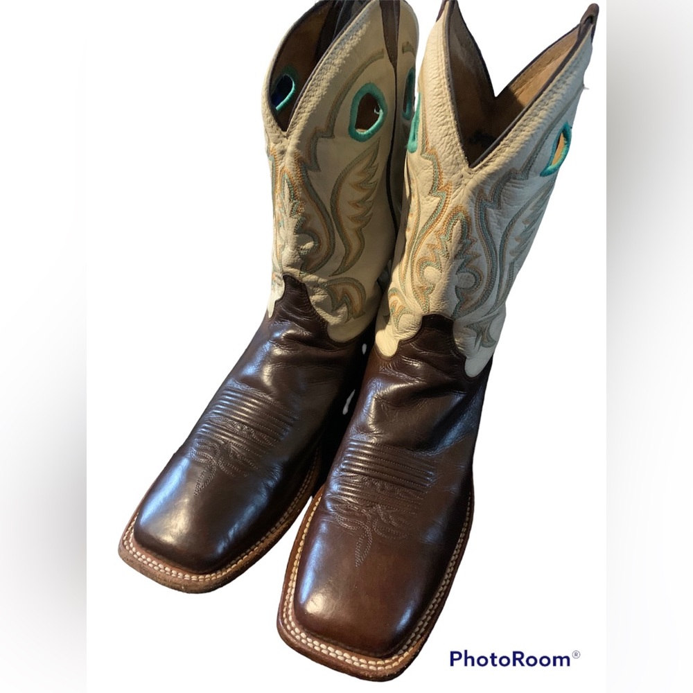 Justin Mens Bent Rail Collection Brown Burnished Calf Vamp 13" Toast Tumbleweed